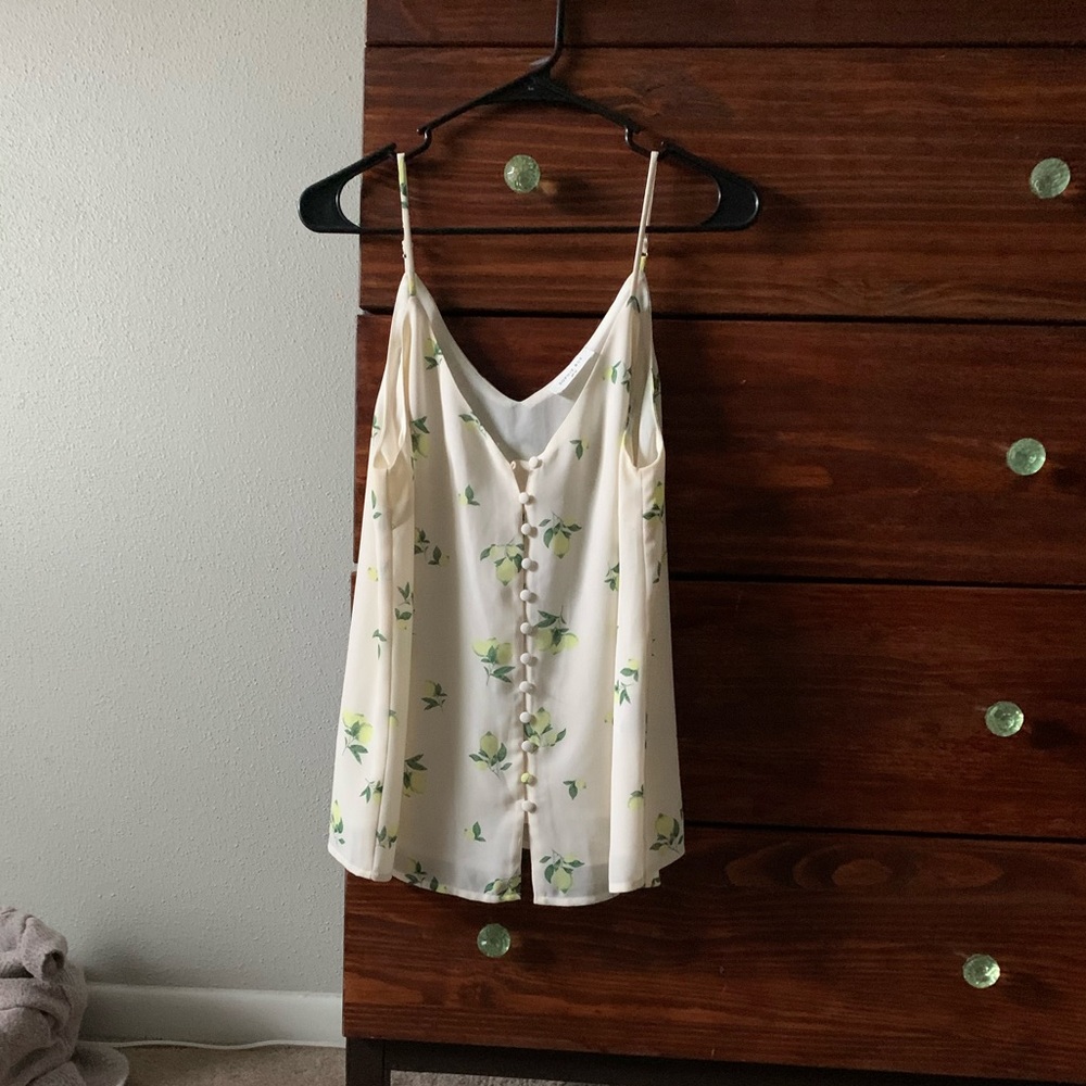 Lemon print, button-down top